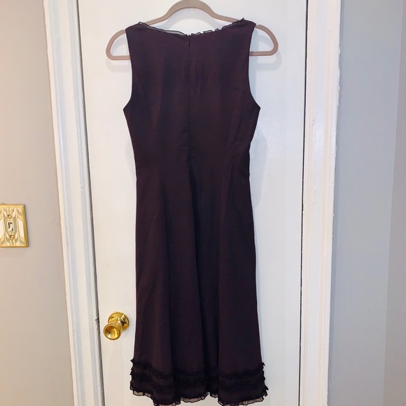 Womens Rebecca Taylor Purple Wool Ruffle Dress - Picture 2 of 6